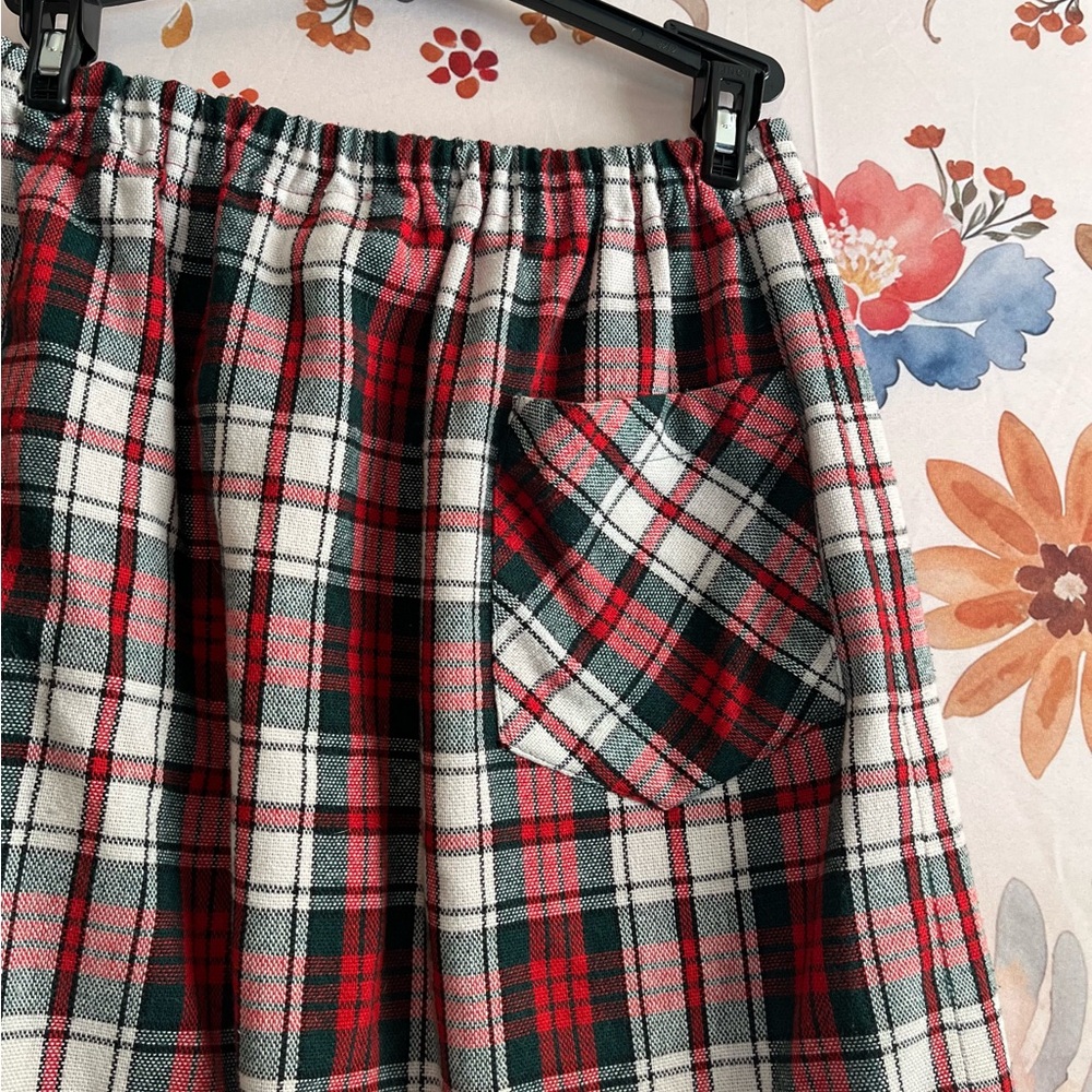 Vintage Plain Jane Womens 10 Pull On Xmas Preppy Plaid Midi Skirt Holiday Winter